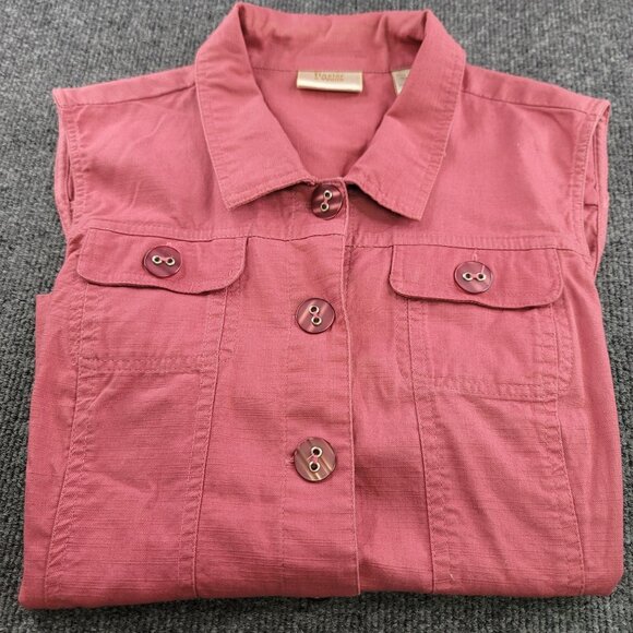 Baxter & Wells Womens Sleeveless Button-Down Shirt Vest XL Cotton Mauve Pink - Picture 2 of 8